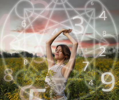 Numerology Concept With Woman Posing